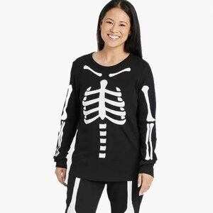 Women’s Black Skeleton Print Pajama Top - Sleepwear